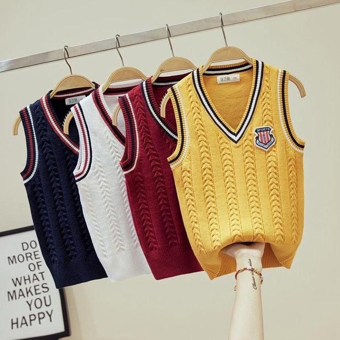 HARGA DISC - IMPORT KIDS KNIT VEST WINTER OUTFIT KOREAN STYLE ROMPI RAJUT ANAK