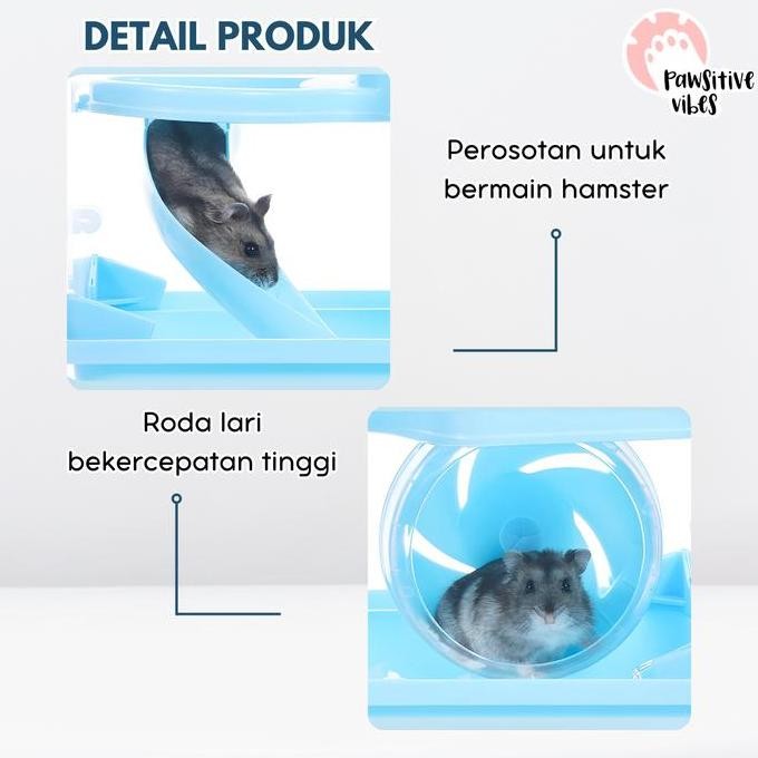 Baru Kandang Hamster Akrilik Transparan - Kandang Hamster 2 Tingkat Lengkap