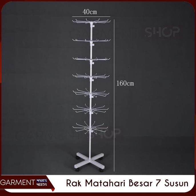 RAK DISPLAY MATAHARI PUTAR 7 SUSUN BESAR BESI KUAT TEBAL IMPOR