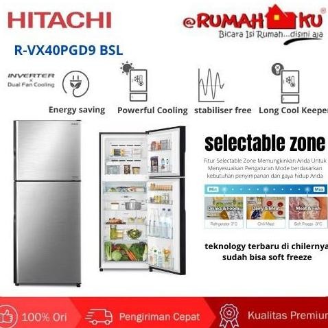 KULKAS HITACHI R-VX40PGD9 BSL (SILVER ) RVX40 PGD9 BSL NEW PRODUCT