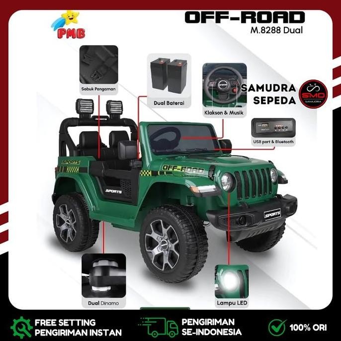 Spesial Mobil Aki Mainan Anak Cas Remot Pmb 8288 Model Jeep Rubicon Murah Bdg
