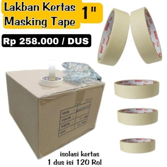 

TERMURAH - Isolasi kertas 1" lakban kertas PER DUS isi 120 rol