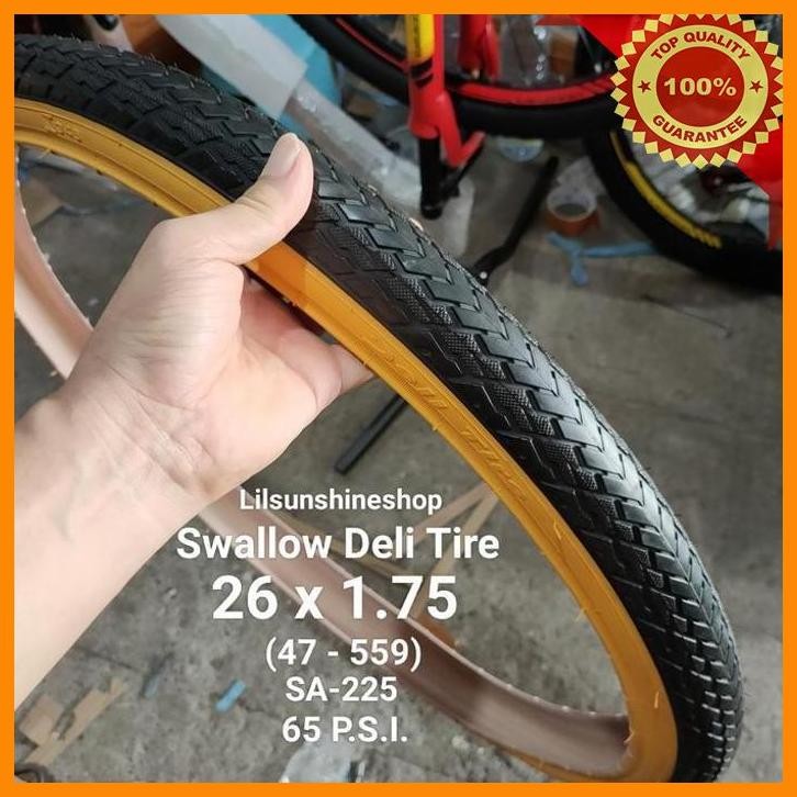 [LSS] BAN LUAR SEPEDA 26 X 1.75 SWALLOW DELI TIRE 26X1.75 SA225 HITAM KUNING