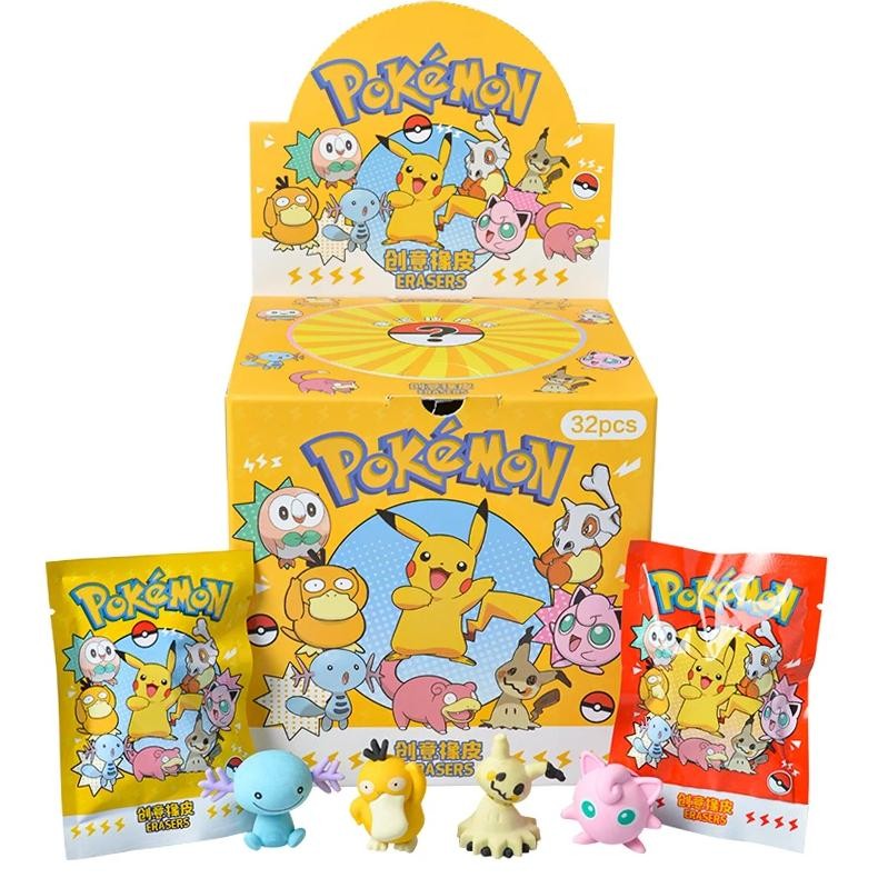 

Anime Pokemon Blind Box Eraser Kawaii Pikachu Action Figure Model Doll Student Stationery Toy For Children'S Gifts