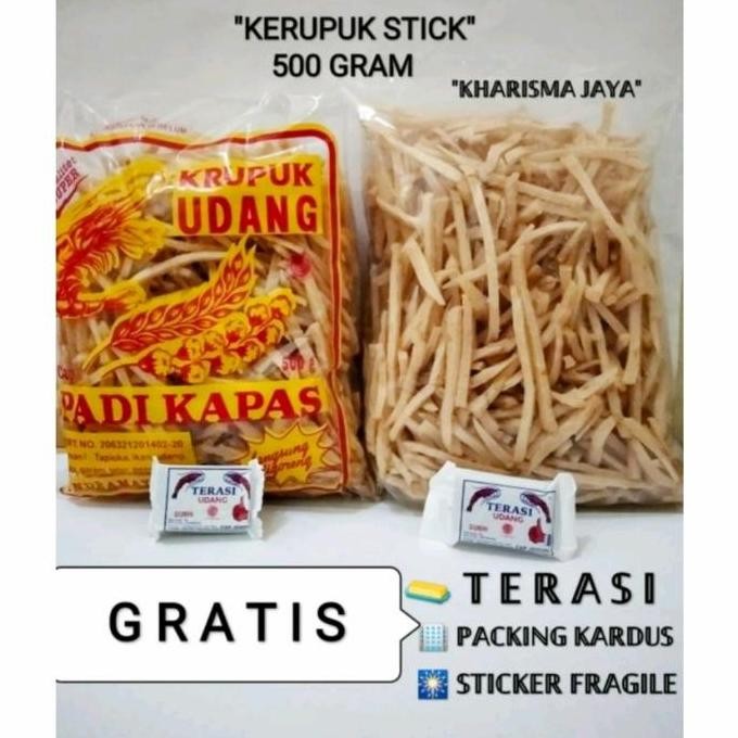 

Terlaris Kemasan 500Gr Krupuk Udang Stik Padi Kapas Gratis Terasi Khas Cirebon