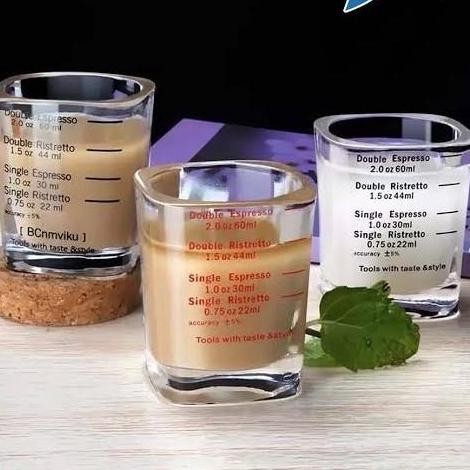 @@@@] Gelas Kecil Sloki Ukur Takar Kotak Shot Shooter Espresso Kaca 60ML