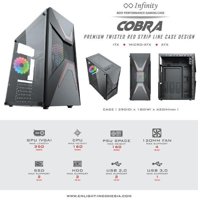 TERBARU - INFINITY COBRA - Acrylic Side Panel - ATX Middle Tower Case