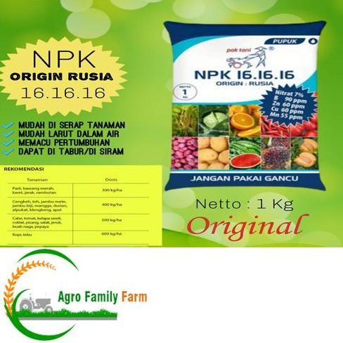 

Terlaris Pupuk Seimbang Npk 16-16-16 Rusia Mutiara Pak Tani 1Kg