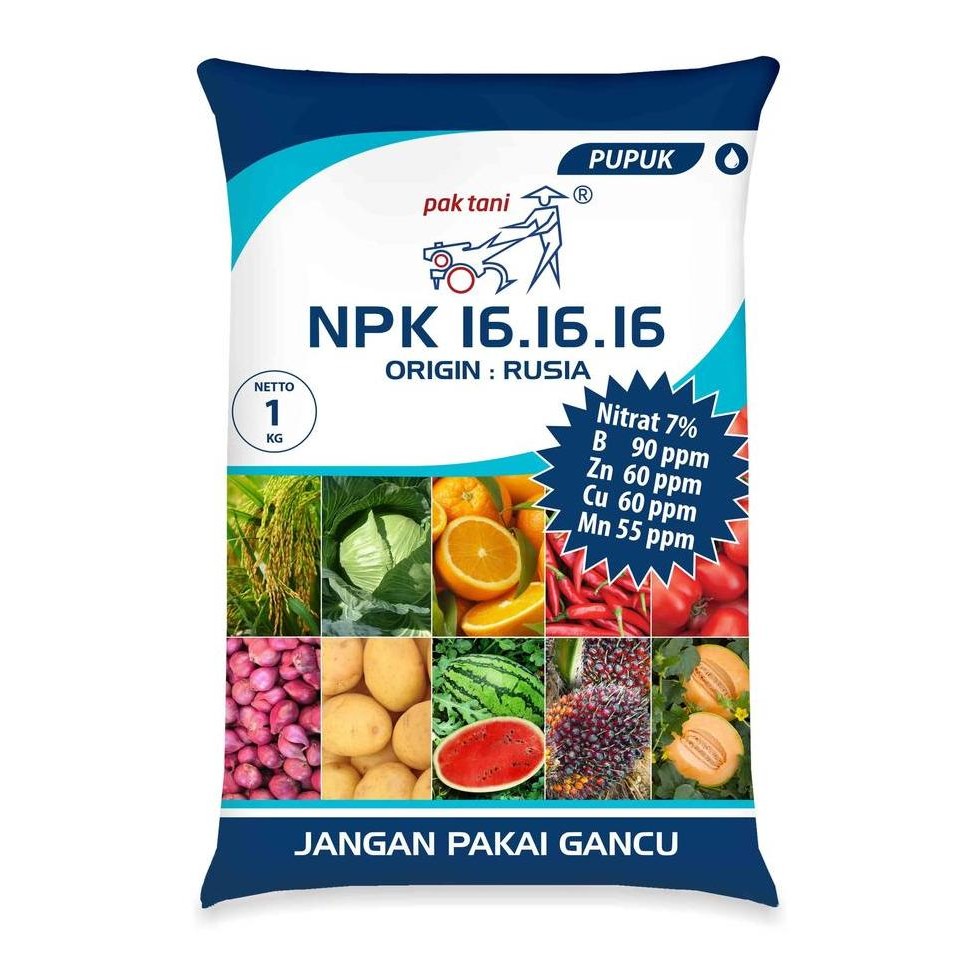 

Terlaris Pupuk Npk 16.16.16 Biru Pak Tani 1 Kg
