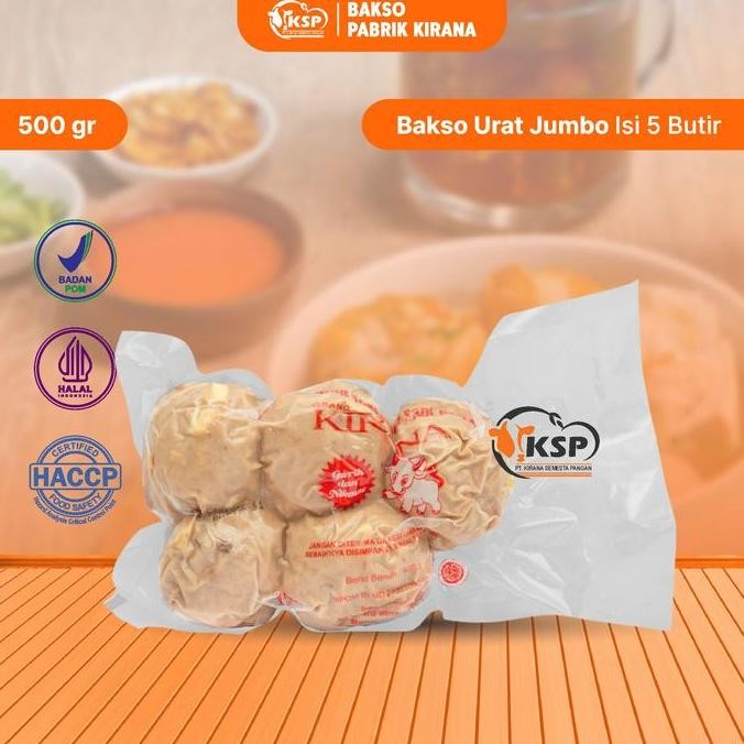 

Bakso Urat Ukuran Jumbo Isi 5 Butir Berat 500 Gram Food Frozen Sapi