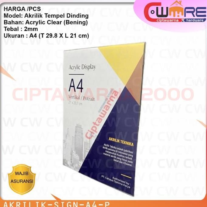 

monggo] TEMPAT BROSUR AKRILIK TEMPEL SIGN HOLDER AKRILIK A4