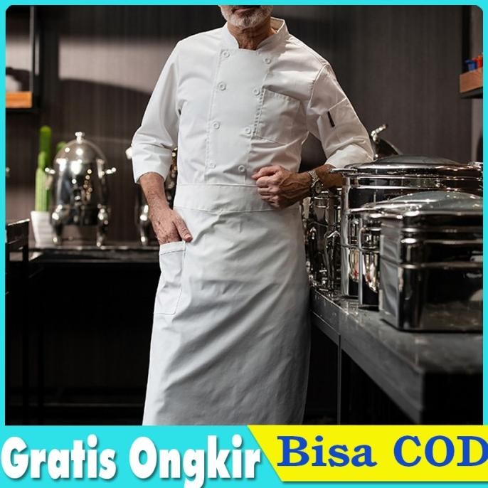 Baju Koki Chef Seragam Koki Seragam Chef Lengan Panjang Pria Wanita New Stok