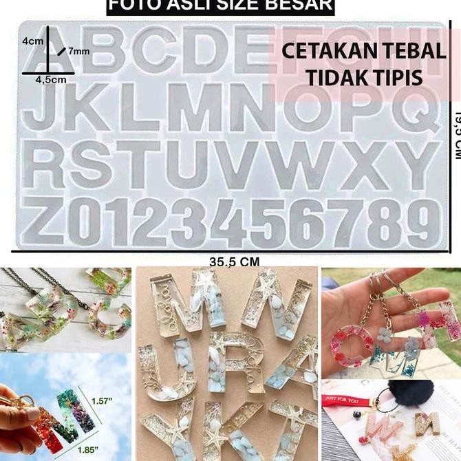Diskon Size Besar (Versi Tebal) Cetakan Huruf A-Z & Angka Alfabet Alphabeth Cetakan Resin Cetakan Si