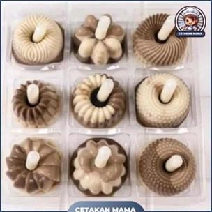 Diskon [Paket Pudding] 24 Pcs Cetakan Pudding Mini Motif Mix+  + 25 Pcs Pipet Vla Fla Motif Mix + 25