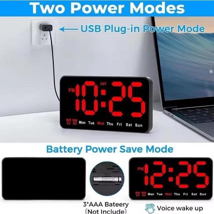 

Jam Meja Dinding Digital Led Weker / Digital Alarm Clock Suhu Temperatur Tanggal Tahun JM-6638 6638 JS88