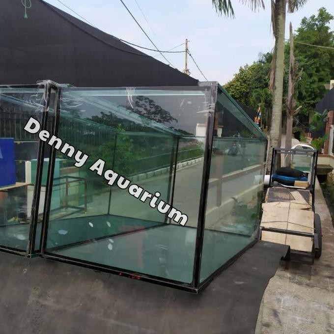 Terlaris Aquarium Kaca Ukuran 100X50X50Cm 10Mm Full Lem Hitam Ready Stok