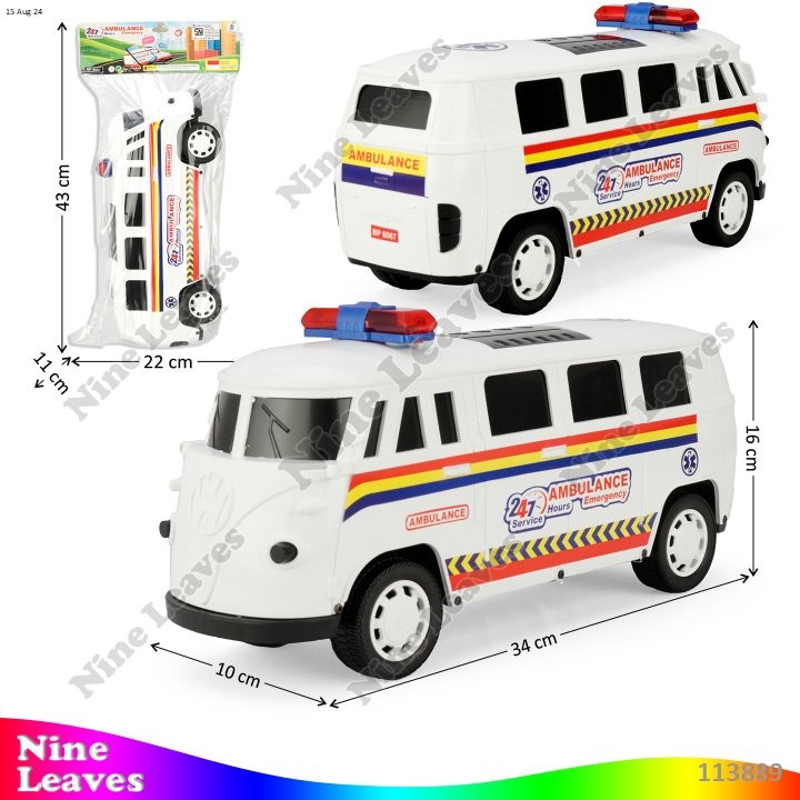 Mainan Anak Mobil Ambulance VW Kombi Friction Ambulance