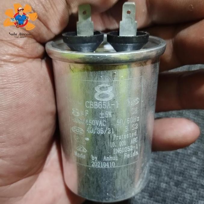 CAPASITOR MESIN CUCI LG 1 TABUNG ORIGINAL LG 8UF CBB65A-1 ROHS