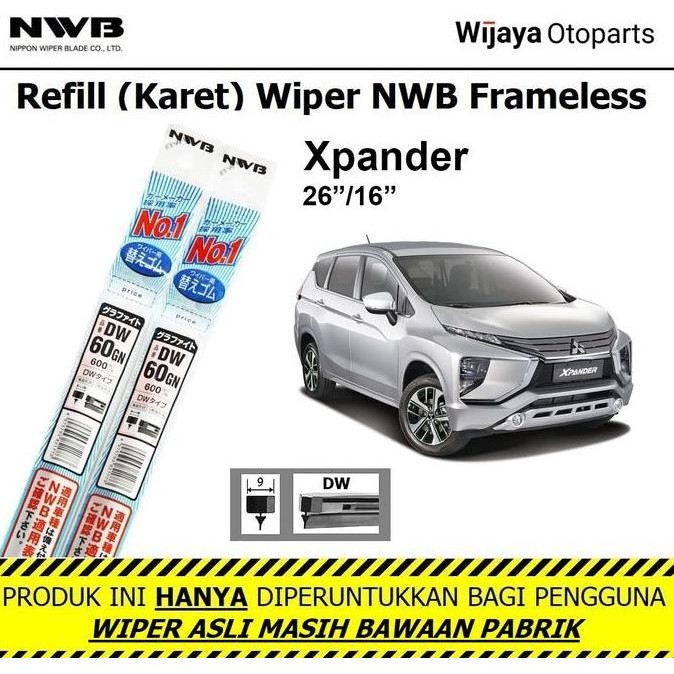 New Refill Karet Wiper Xpander NWB Japan ukuran 26"&16"