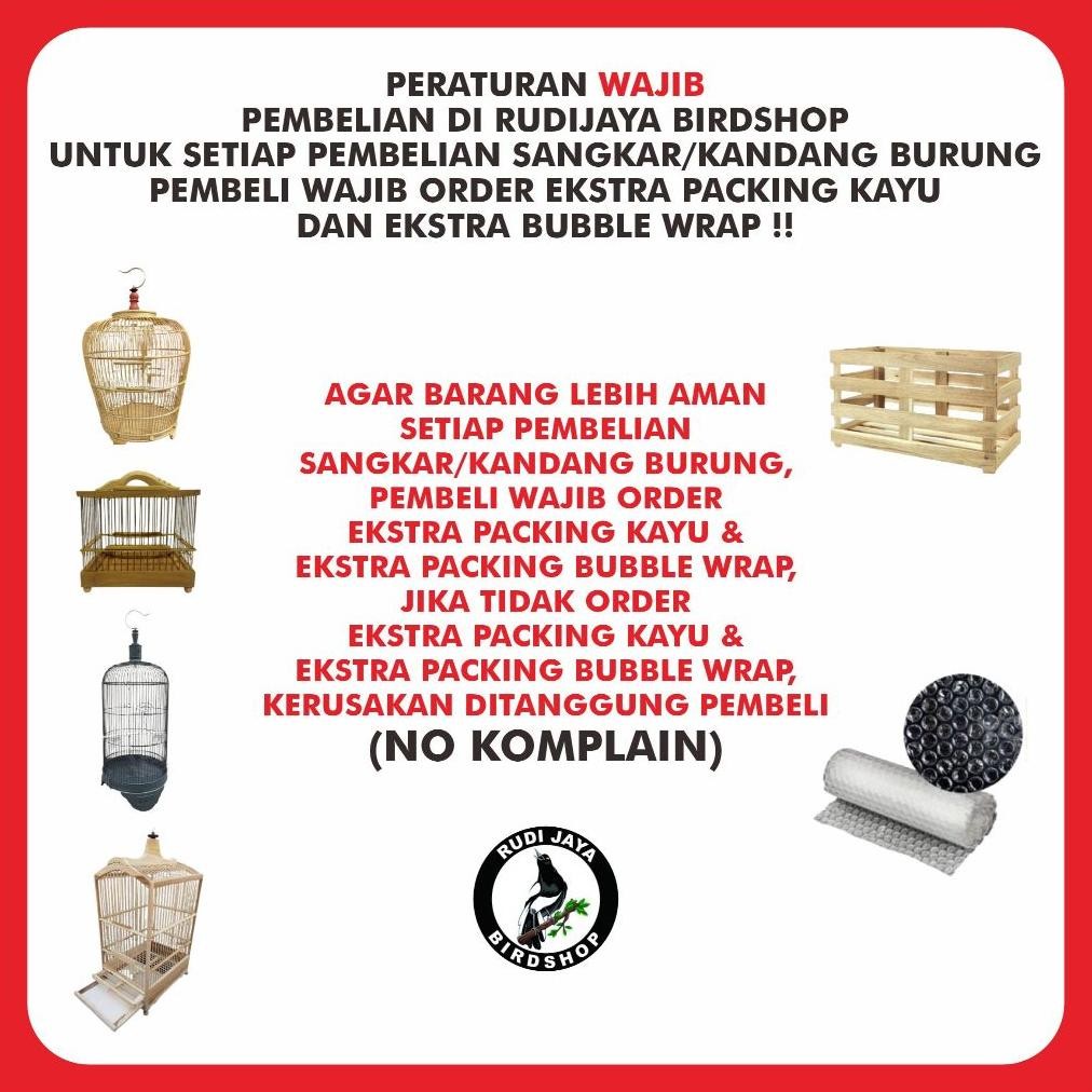 Koe-1116 H-4 Sangkar Untul Untulan Kayu / Bambu Burung Konin Sogon Pleci Betina Mentah / Matang Warn