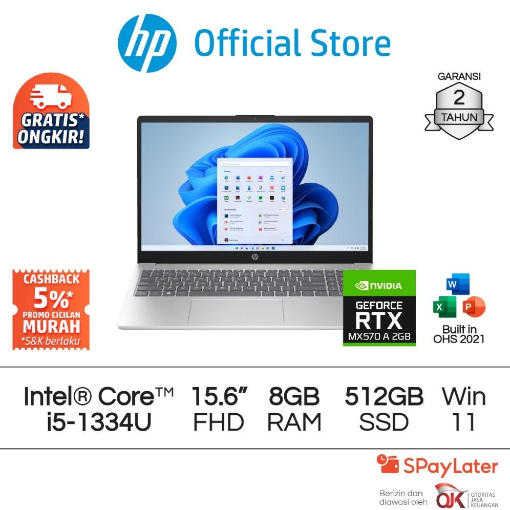 Laptop HP Intel Core i5 8GB RAM 512GB SSD Silver / Blue NVIDIA Gorce MX570 A Windows 11 Home 15.6 In