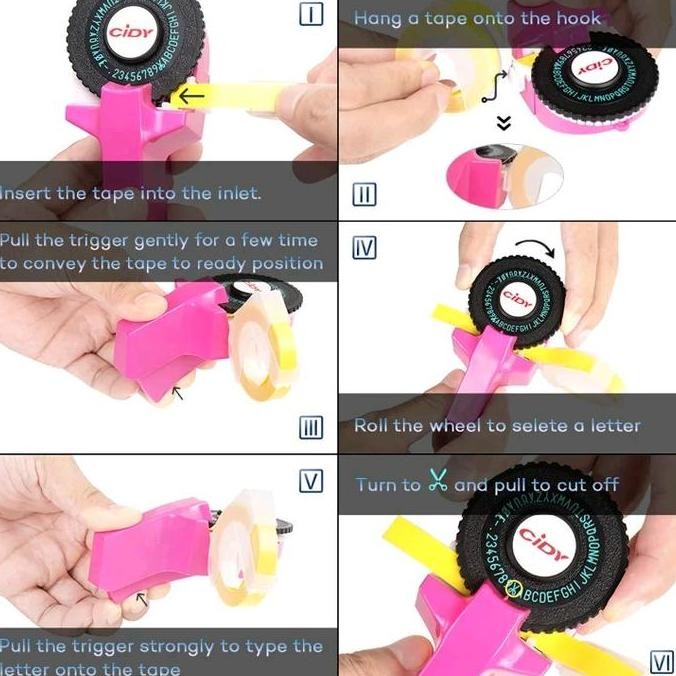 

ready label maker cidy C101 Embossing label timbul untuk huruf dan angka.