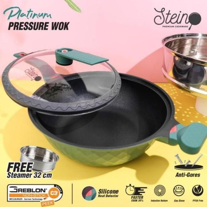 Spesial Steincookware Stein Wok Platinum Pressure Cooker Panci Presto 32 Cm