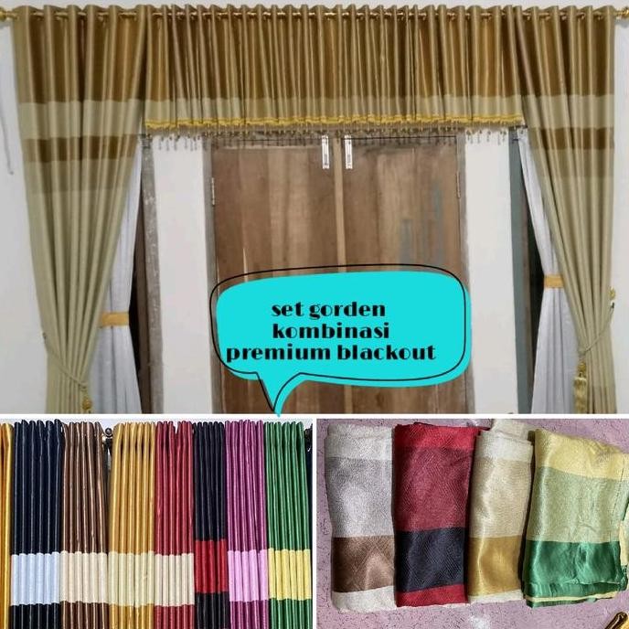 original kobe gorden set kombinasi + poni, bahan blackout premium, free tasel dan huck