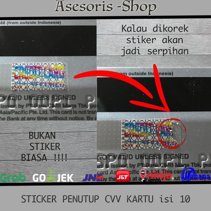 

ready STICKER | STIKER PENUTUP CVV KARTU KREDIT isi 10 STIKER 18x10mm Kertas