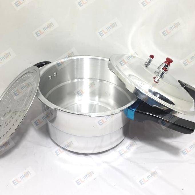 Terjangkau Panci Presto 24Cm 8 Liter Omicko Pressure Cooker Murah 8L + Kukusan