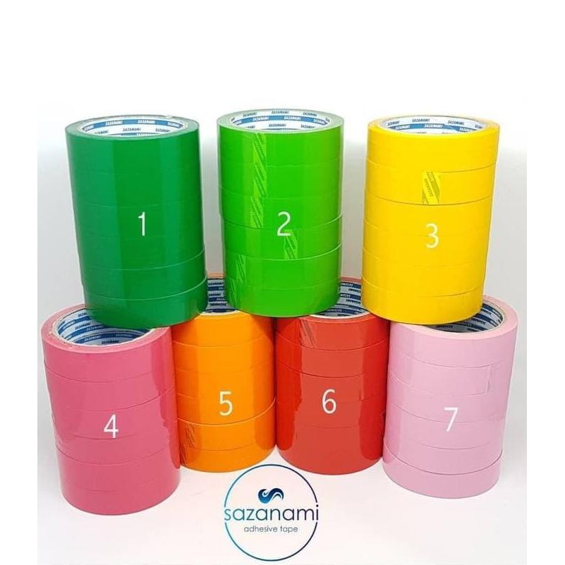 

ready 1 PACK ISOLASI WARNA 1" INCH 24MM x 50M SAZANAMI LAKBAN WARNA WARNI