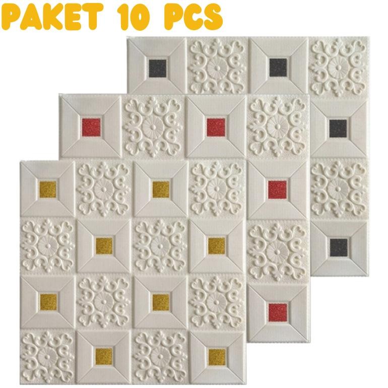PAKET 10PCS Wallpaper Dinding 70X70cm Ceiling Wallpaper Sticker Dinding Busa 3D Desain Wallpaper Per