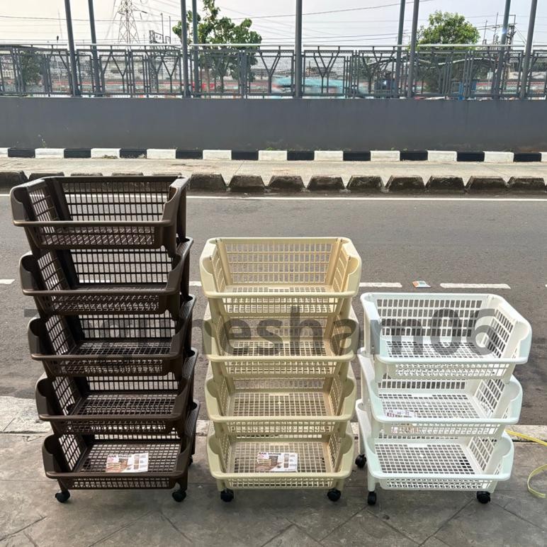 Rak Keranjang Troli Segi Persegi Dapur Salon Dorong Toilet Kamar Mandi Buku Ciki Snack Make up Skinc