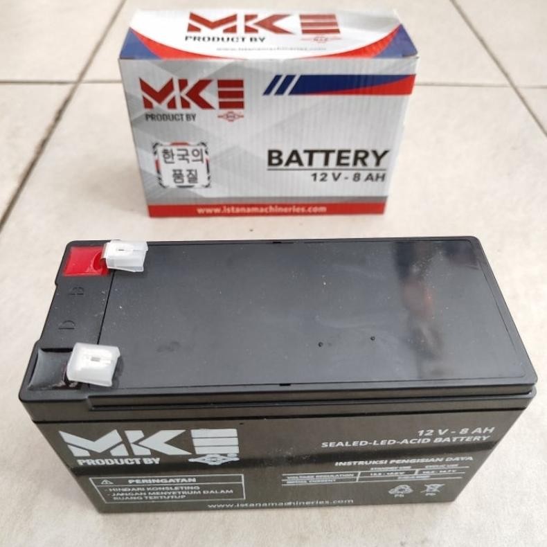 Aki Accu Kering Battery Baterai Sprayer Elektrik UPS Sepeda Listrik 12V 12 V 8A 8 A AH Ampere MKE