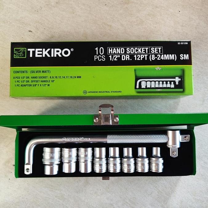 ,,,,,,,] Tekiro Kunci Stang Mata Sok Shock Socket Set 10 Pcs 12 PT 8 - 24 mm