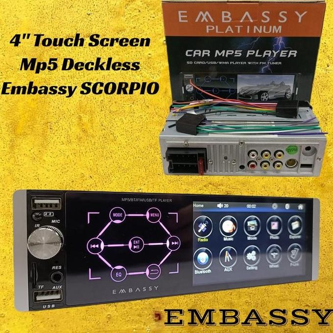 Tape Mobil Single Din Embassy Mp5 Layar Sentuh Lcd 4 Inch Terlaris