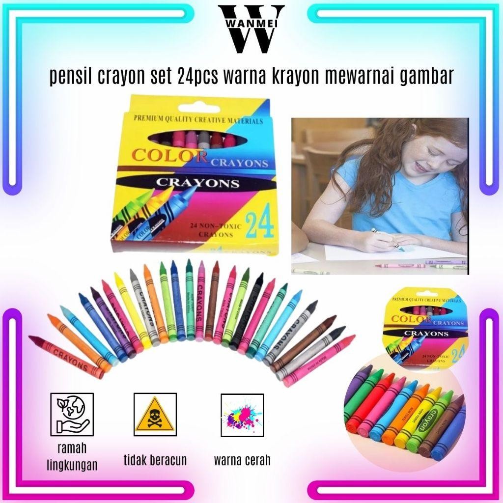

Wm Pensil Crayon Isi 24 Warna / Pensil Warna Gambar 24Pcs / Crayon Set Anak Art Set / Art Set 24Pcs