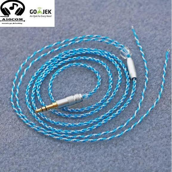 sale diy kabel earphone mix biru perak - no mic