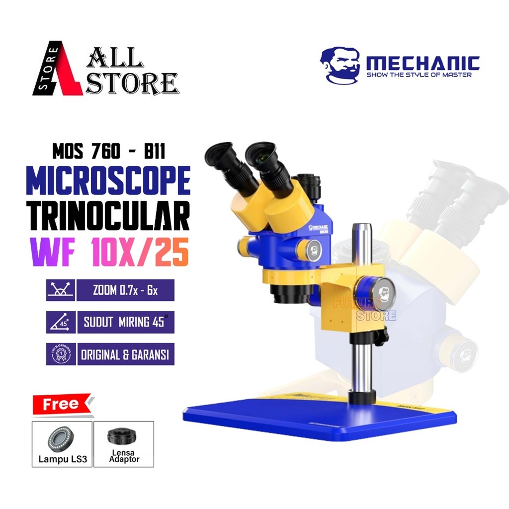 Mechanic MOS760-B11 Trinocular Microscope Stereo Trinokular mikroskop Microscope Mechanic Original (