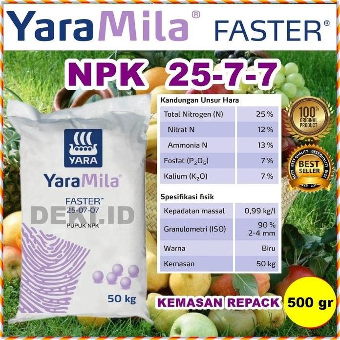 

Terlaris Pupuk Npk 25 7 7 Yara Mila Faster Yaramila Pertumbuhan Tanaman Kemasan Repack 500 Gr