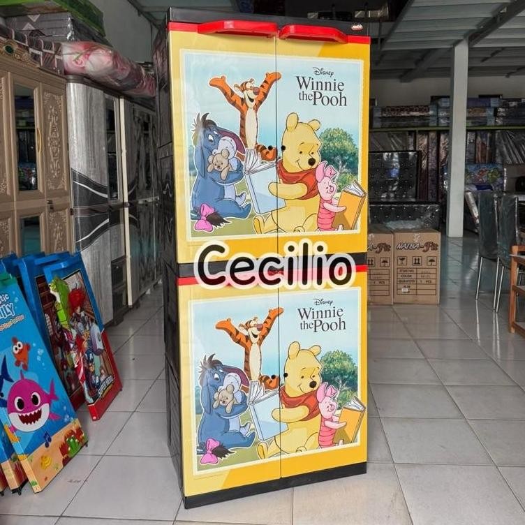 NAIBA Lemari Pakaian Anak Jumbo 4 susun + Kunci (Karakter Naiba 9564)