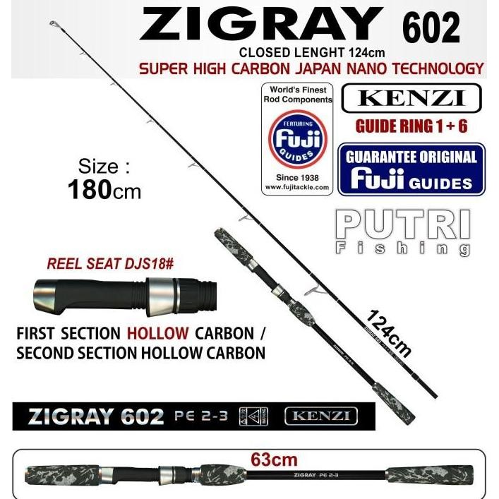 JORAN KENZI ZIGRAY 602 JIGGING SPINNING PE 2-3 Fuji Guides HOLLOW CARBON