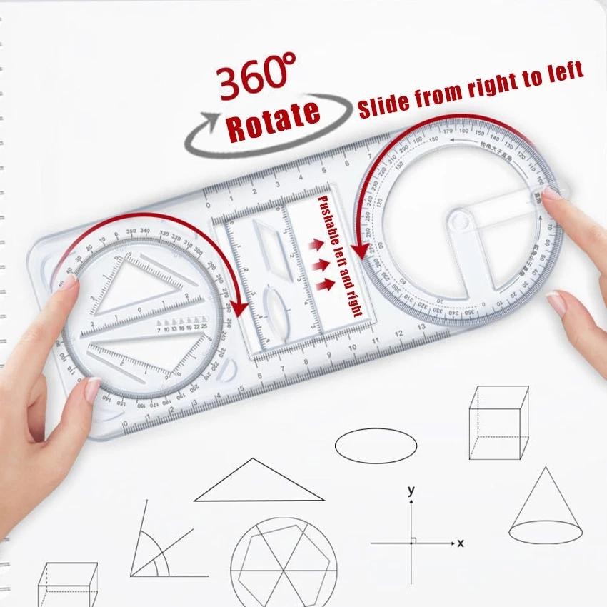 

Rotary Penggaris Busur Derajat Multifungsi / Multi Function Geometric Ruler / Kreatif Alat Tulis Sekolah Kantor Perlengkapan Belajar Alat Ukur Cod