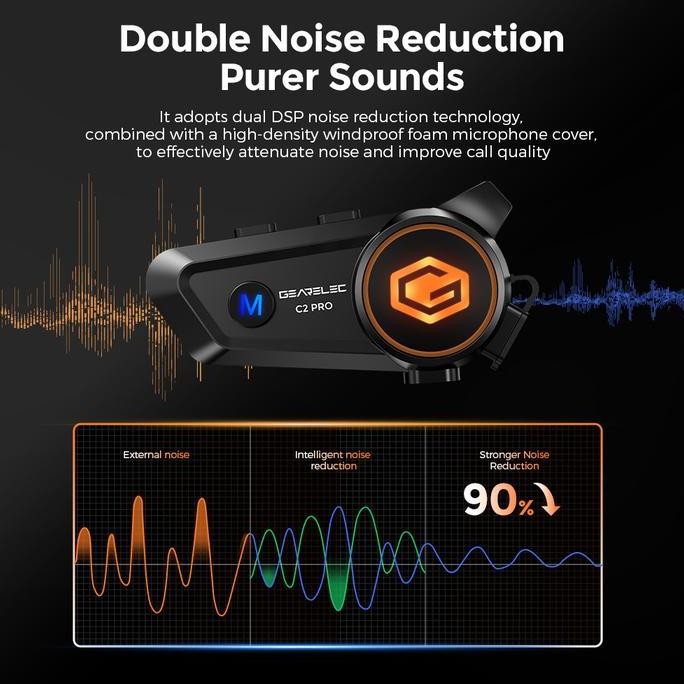 sale c2 pro gearelec 2 rider intercom helmet headphone music sharing while intercom 6 lights hifi st