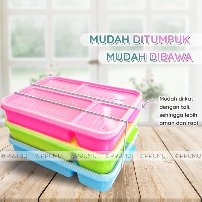 $+$+$+$+] Ompreng Makan Sekat 4 Lunch Box Anak | Kotak Bekal Nasi Sayur Katering