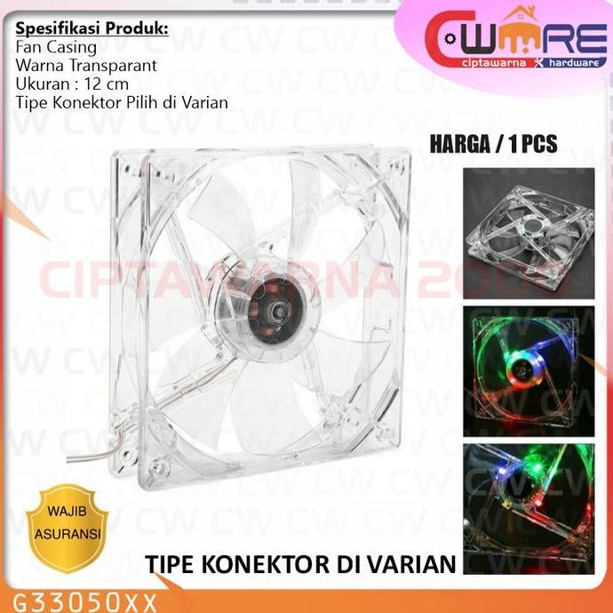 paling diminati] Kipas PC Fan Case Casing Transparant RGB Lampu USB 4 Pin Molex 12 cm
