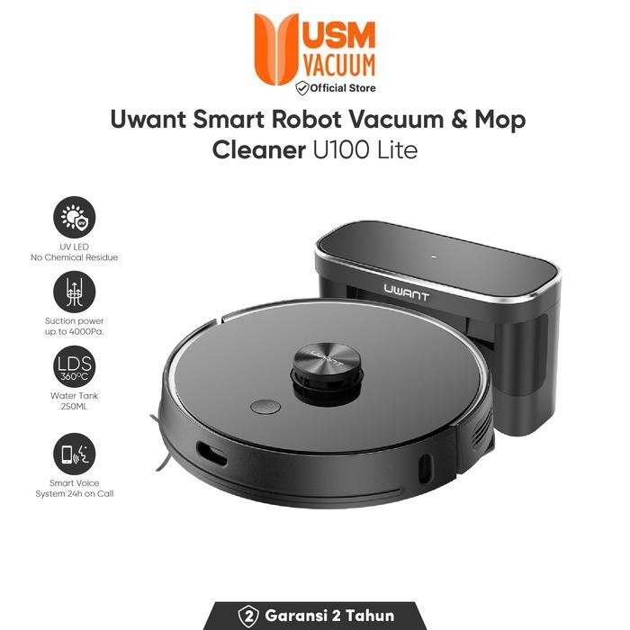 Uwant U100 Lite Smart Robot Vacuum Mop Cleaner Vacum Sapu Pel Vakum Original Dan Terpercaya
