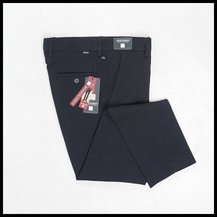 Mustevans Celana Panjang Formal Kerja Kantor Slim Fit Hitam Pria - 209 Original Best Seller