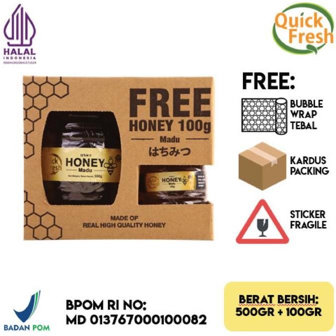 

BARU [PAKET BUNDLING] QUICK FRESH HONEY / MADU MURNI 500GR + 100GR JAR