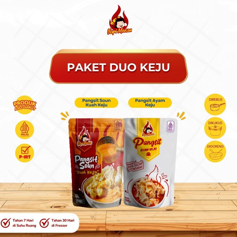 

Nyai Mercon Paket Duo Keju ( Pangsit Keju dan Pangsit Soun Kuah Keju )